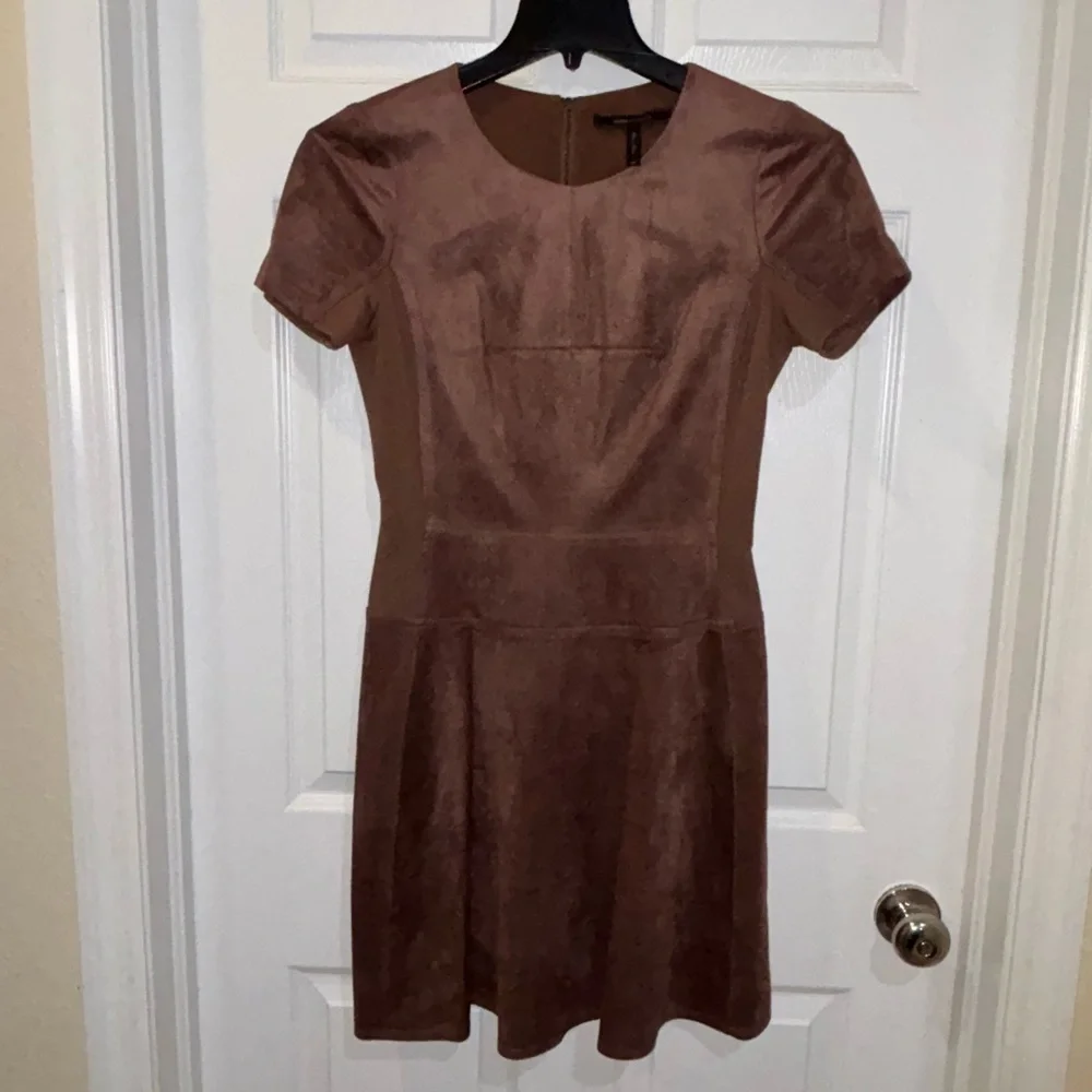 BCBGMAXAZRIA "Darra" Faux Suede A-Line Dress SZ 8 - Picture 2 of 12